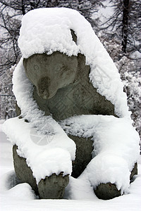 熊雕像花园公园石头自然雕塑背景图片