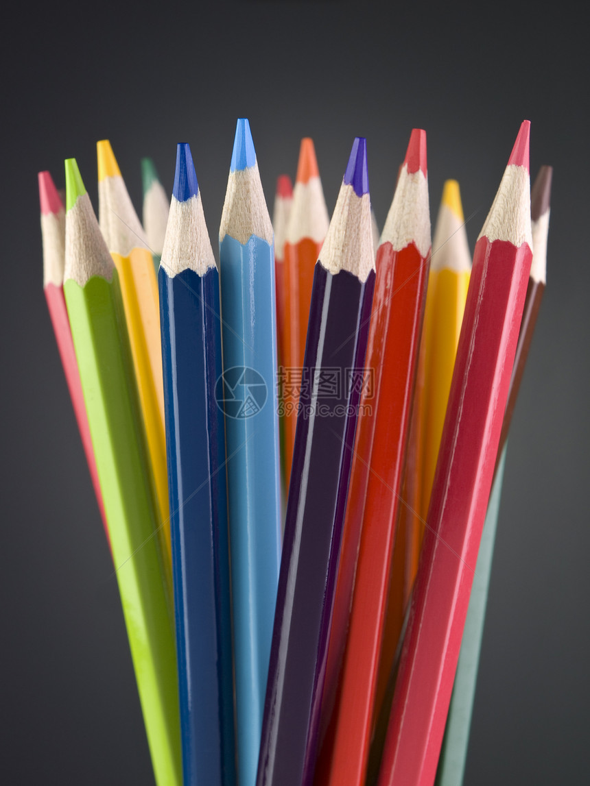 彩色铅笔工具圆圈木头幼儿园蓝色调色板积分乐器团体学校图片