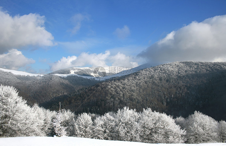 冬季风景水平山脉季节天空白色天气旅游场景美丽太阳图片