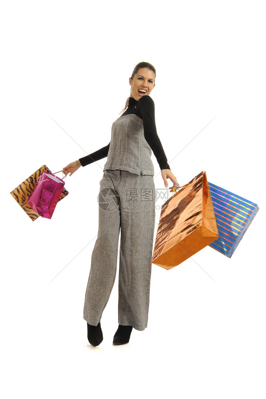 快乐的购物妇女商业顾客女孩白色女性销售量销售店铺脚跟成人图片