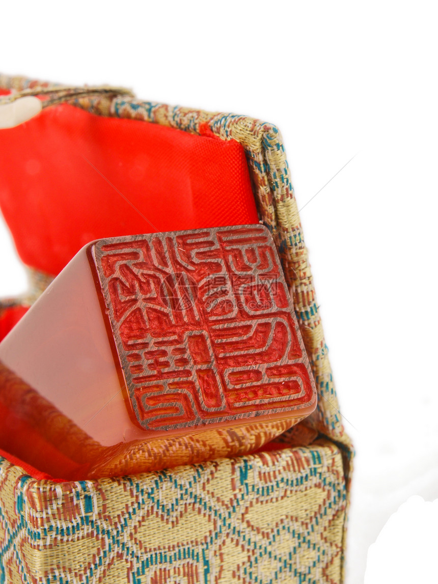 中国传统邮票 特写白色背景的印章装饰品艺术文化红色古董图片