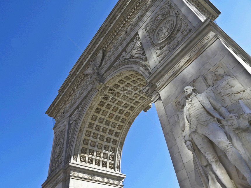 华盛顿广场办公室游客历史纪念碑天空纪念馆地标雕像场景蓝色图片