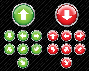 红色箭头按钮带有箭头的矢量方向按钮集 容易编辑 任何 s设计图片