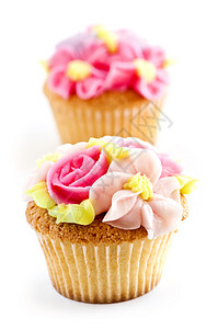 纸蛋糕装潢面包小吃杯子美食花朵派对零食甜点款待背景图片
