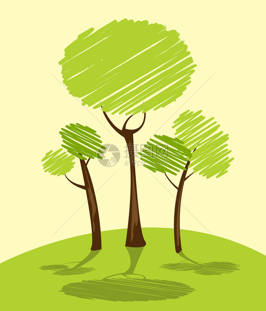 绿树正方形叶子绿色标语横幅草地环境生态长方形卡片图片