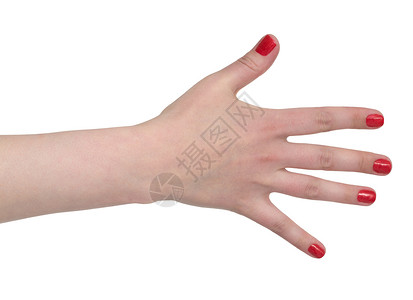 女性手 有高雅的红色修指甲背景图片