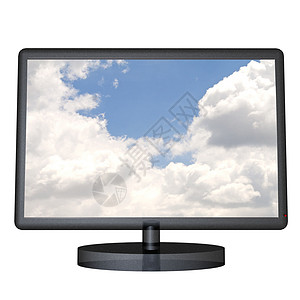 电视蓝色插图电缆白色屏幕程序天空背景图片