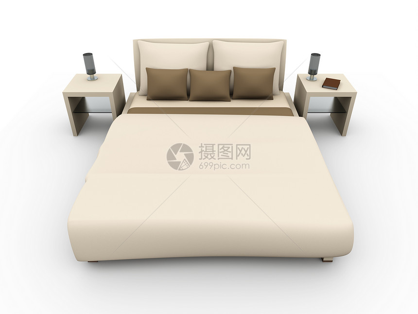 床铺床罩卧室靠垫床单床头桌子床垫家具毯子白色图片