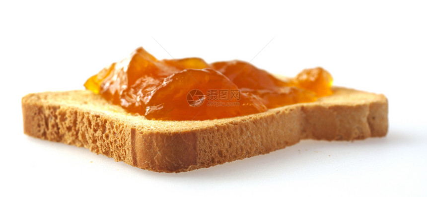 用杏子果酱烤吐司白色小吃橙子早餐食物图片