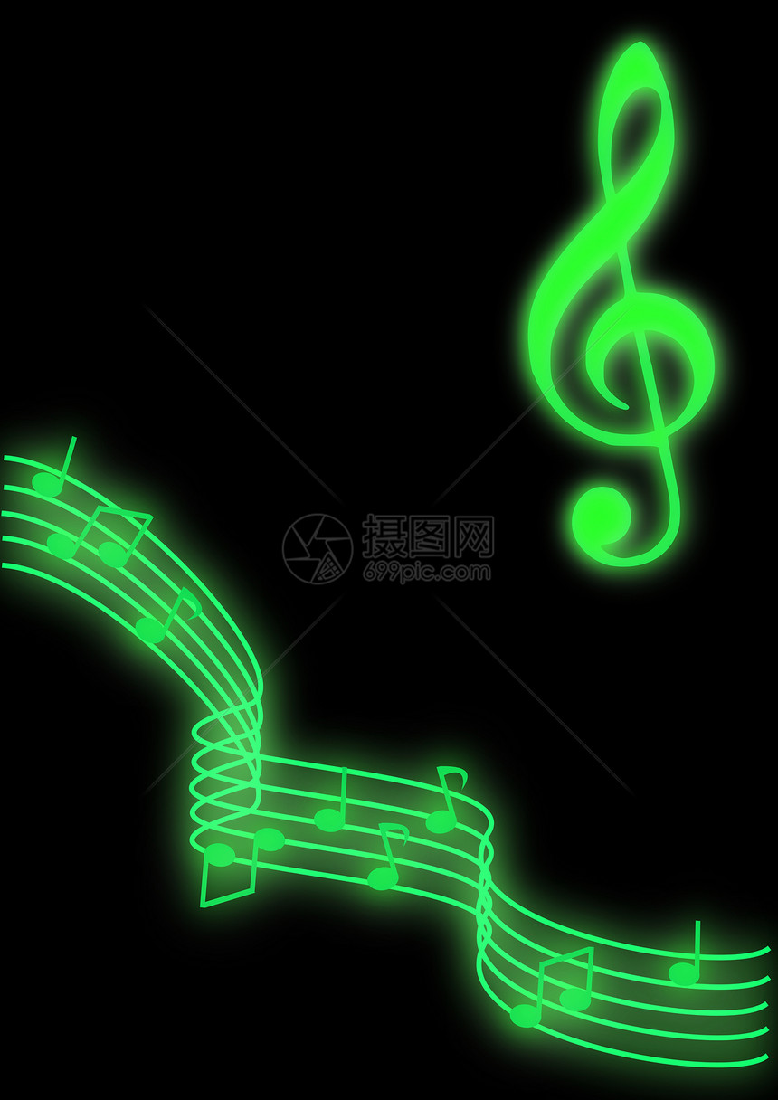 音符职员黑色旋律绿色线条曲线作曲家插图音乐会高音图片