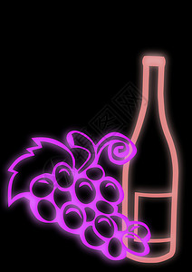 酒瓶和葡萄酒精瓶子餐厅红色插图果味树叶紫色水果背景图片