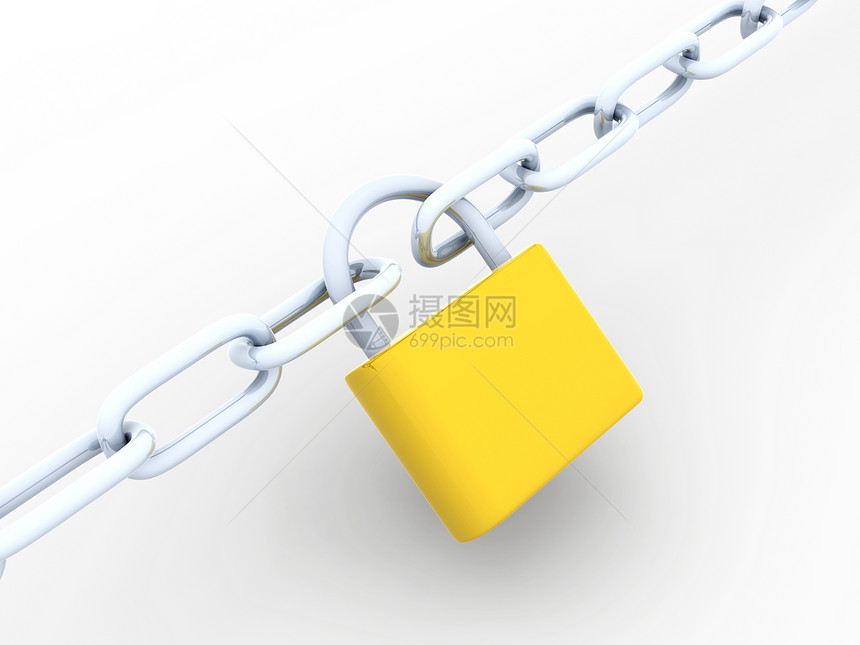 锁定链安全金属挂锁保护白色图片