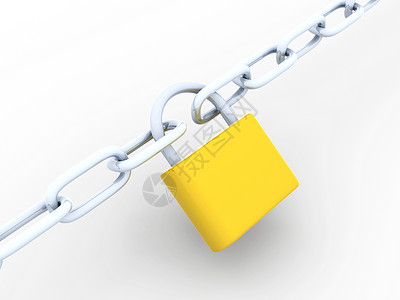 锁定链安全金属挂锁保护白色背景图片