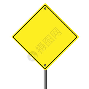 黄色标志路标二维插图警告街道空白危险白色小路剪裁背景图片
