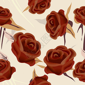 红玫瑰漩涡滚动叶子红色插图绿色风格玫瑰正方形墙纸背景图片