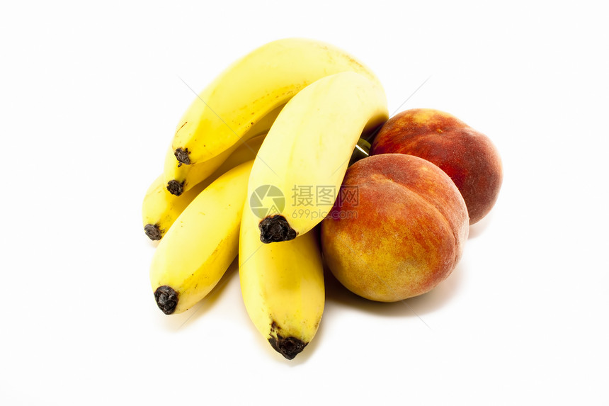 香蕉和桃子水果红色食物情调健康黄色异国热带图片