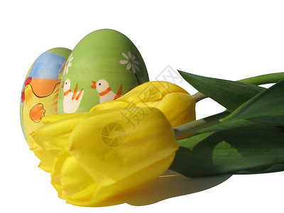 两个带郁金香的东方蛋背景图片