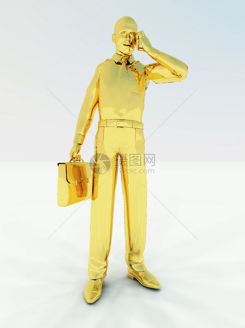 黄金商务人士公司管理人员衬衫电讯概念手提箱数字商业职员裤子图片