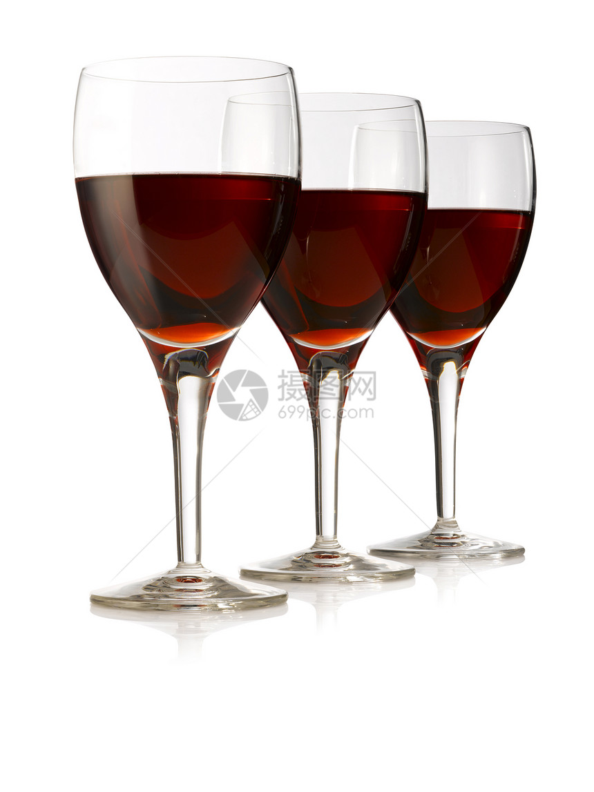 三杯红酒酒精白色液体酒杯玫瑰奢华庆典玻璃图片