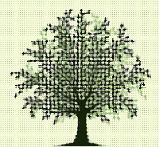 半色树树叶针线刺绣纠纷针尖植物斑点插图背景图片