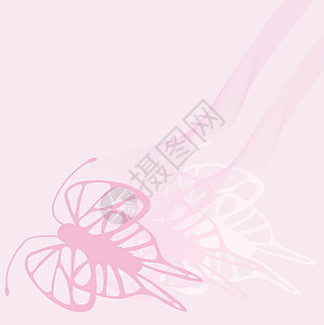 蝴蝶女孩设计丝带动物装饰品昆虫生物卡片粉色艺术绘画艺术品背景图片