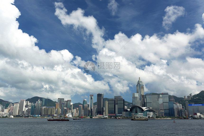 香港晴天景观海洋全景摩天大楼渡船旅行市中心旅游商业图片