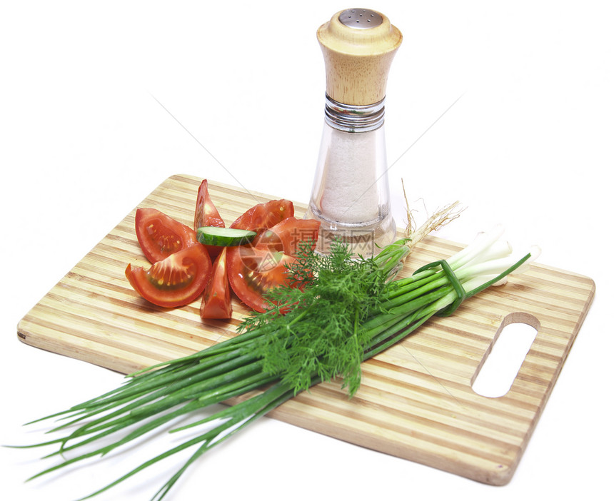 西红柿和黄瓜早餐香菜叶子健康绿色厨房食物蔬菜烹饪红色图片