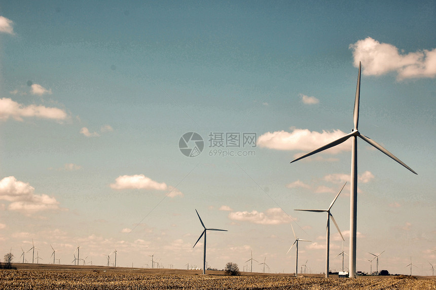 风风涡轮农场涡轮机风力图片