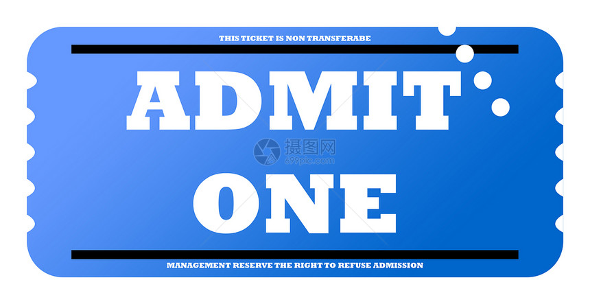 一张入场券打孔剪裁准入售票处矩形蓝色商业边缘长方形入口图片