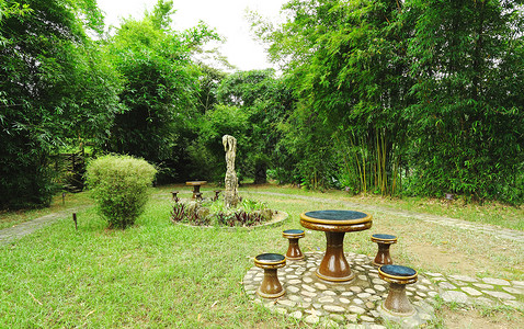 日本和平公园竹林中的中国花园背景