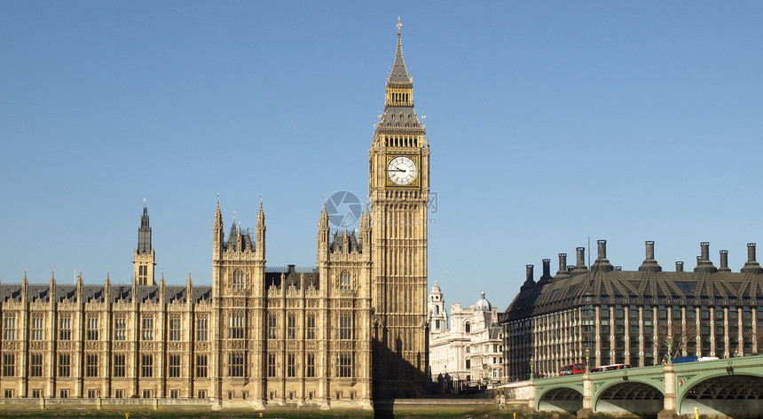 Big Ben 伦敦建筑手表天空蓝色地标议会建筑学钟声图片