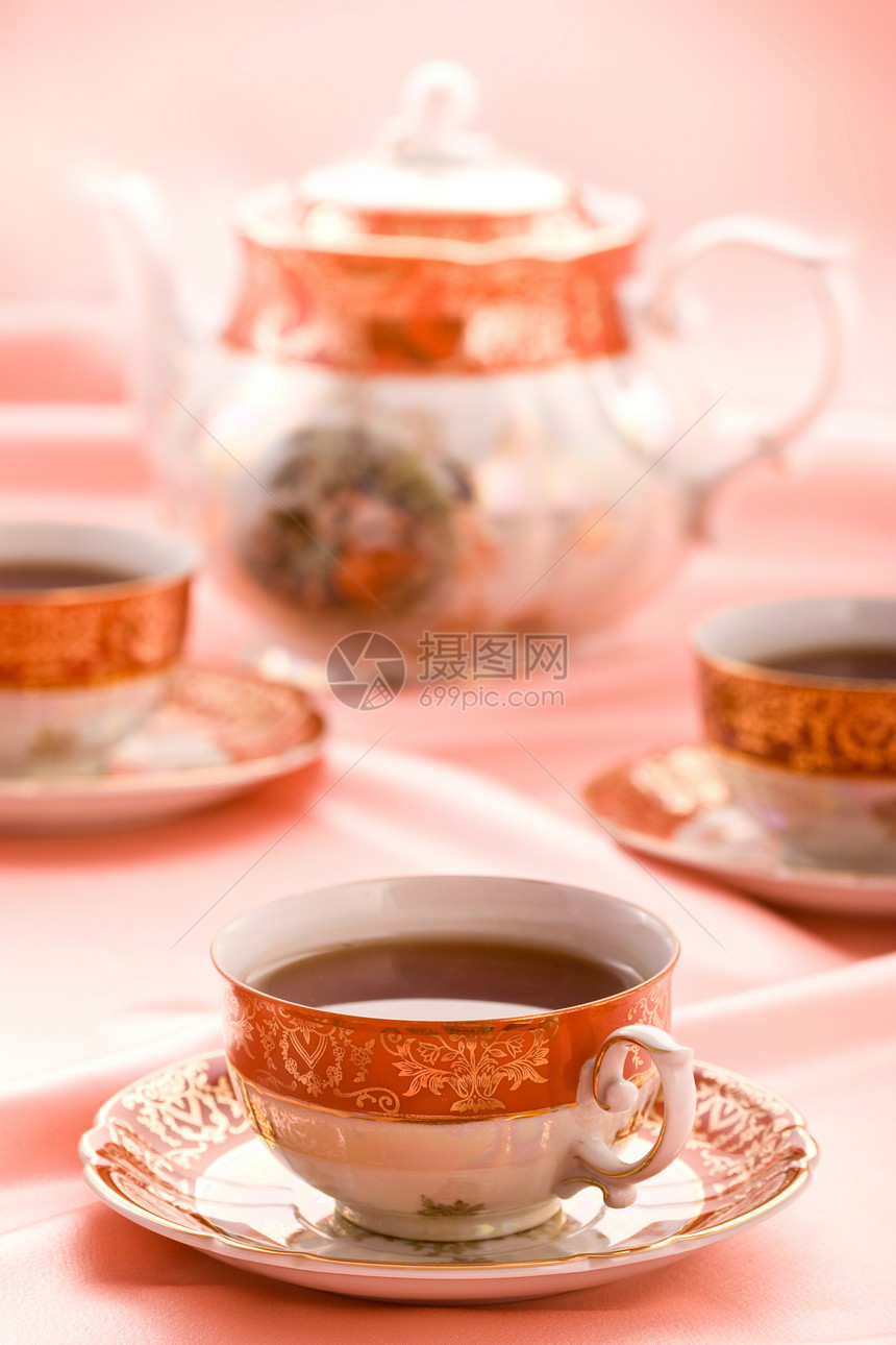 茶杯茶杯子早餐勺子血管粉色盘子图片