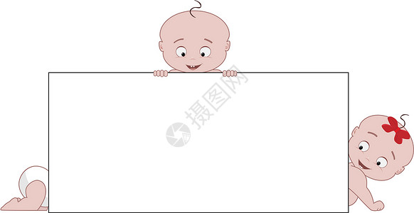 婴儿数量纸尿裤女孩卡片概念插图男生孩子们横幅背景图片
