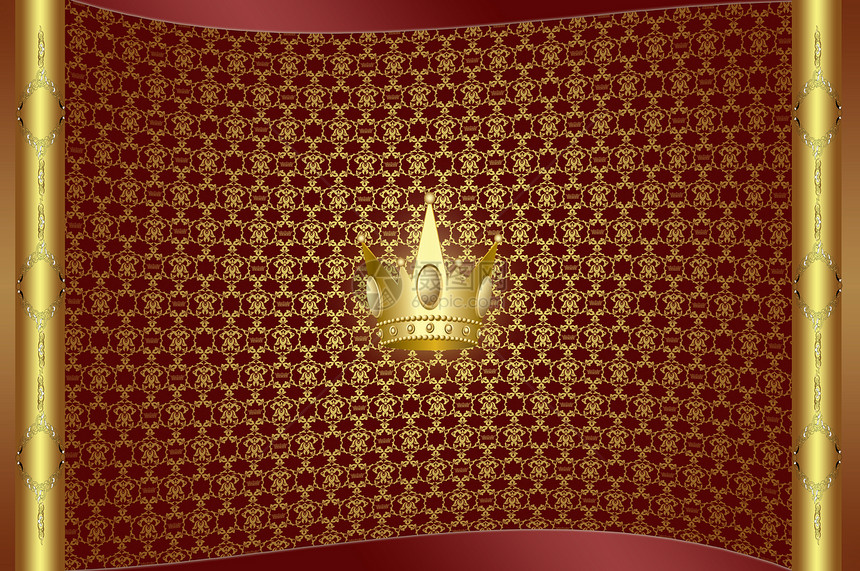 红色背景 带有金元素和王冠图片