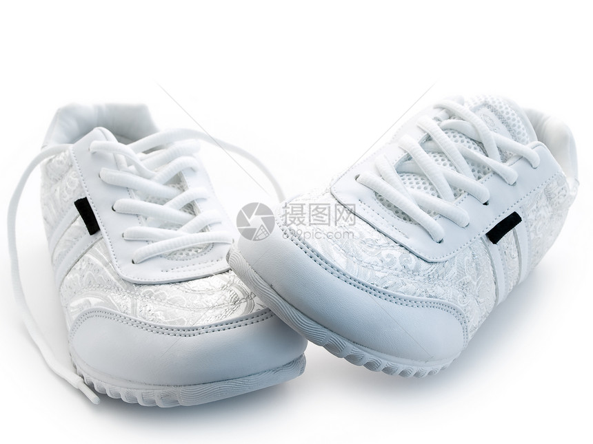 慢跑鞋纺织品运动鞋白色鞋带蕾丝衣服细绳运动齿轮培训师图片