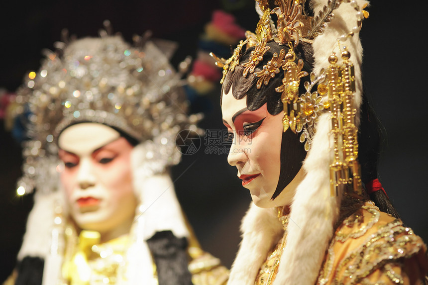 中国歌剧木偶传统展示男人节日化妆品演员唱歌女士文化艺术图片