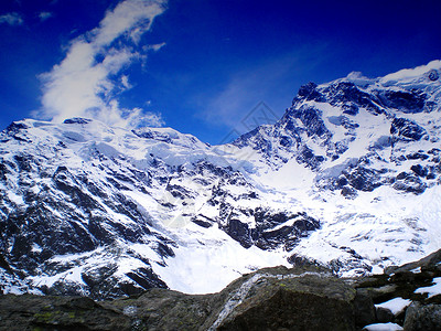蒙特罗萨岩石冰川顶峰高清图片