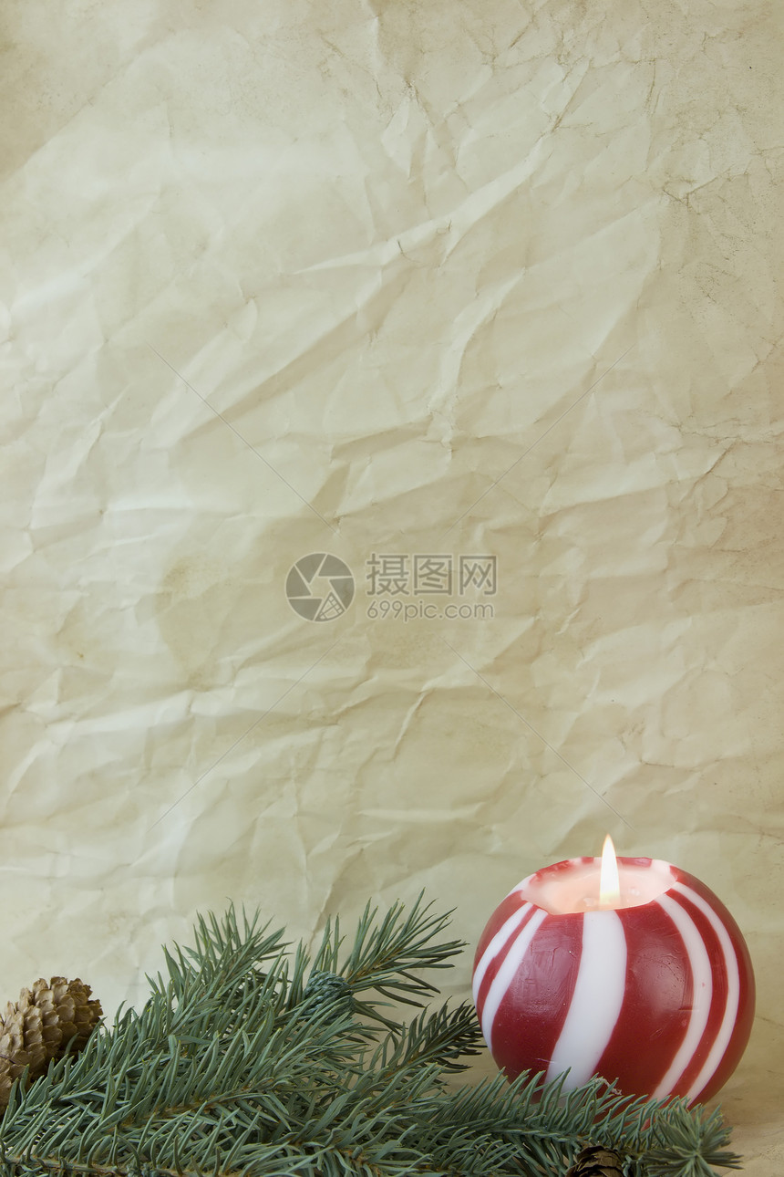 圣诞蜡烛折形处古董纸图片