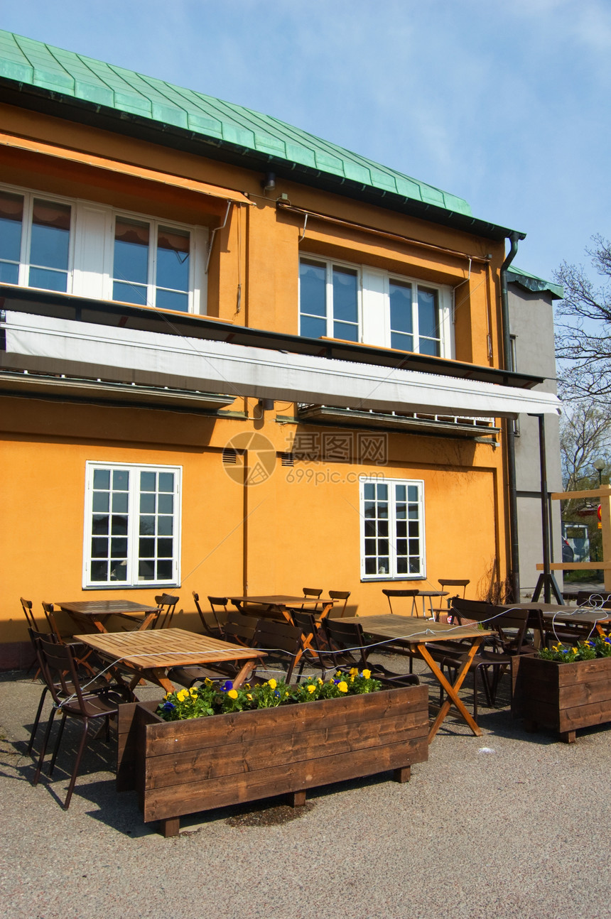 内地瑞典街头咖啡店桌子咖啡小酒馆午餐街道紫色食堂人行道座位餐厅图片