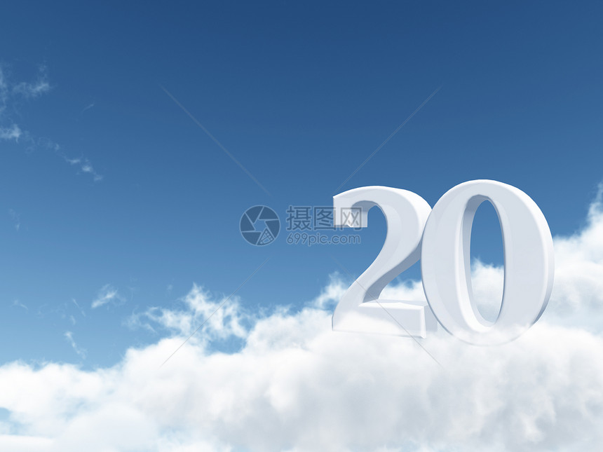 云层 二十数数周年纪念日天空插图数学生日蓝色多云图片