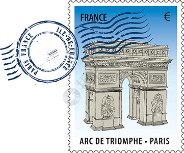 划伤法国的邮政标记冠军邮件邮资集邮蓝色纪念馆邮票纪念碑邮戳首都插画