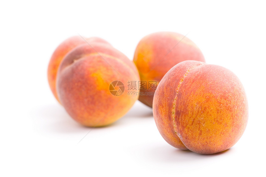 4个桃子水果画报蔬菜白色红色季节宏观圆形黄色食物图片