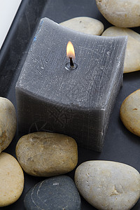 锌板盘健康岩石点燃装饰风格奢华蜡烛治疗石头冥想背景图片