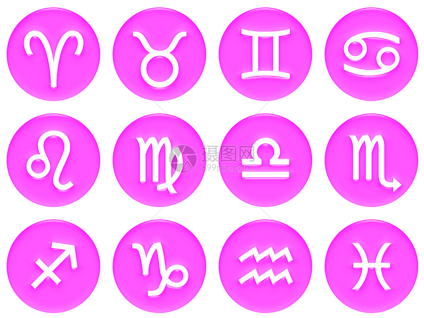 3D 粉色框架 Zodiac 符号图片
