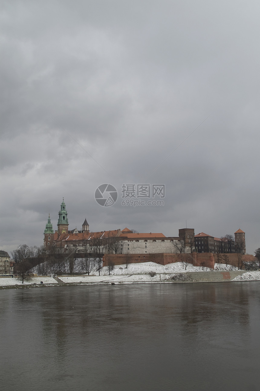 寒冬的Wawel教会大教堂地标建筑学历史城堡图片