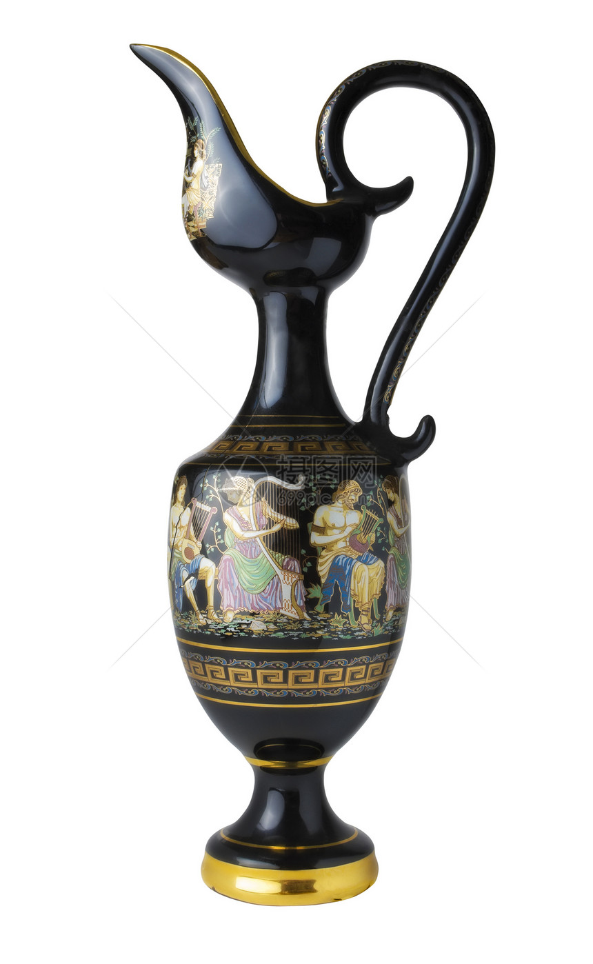 黑色灰色花瓶纪念品文化上帝历史男人陶瓷博物馆双耳古董陶器图片