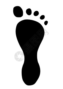 脚印印象夹子黑色脚趾绘画证据跑步打印白色插图背景图片
