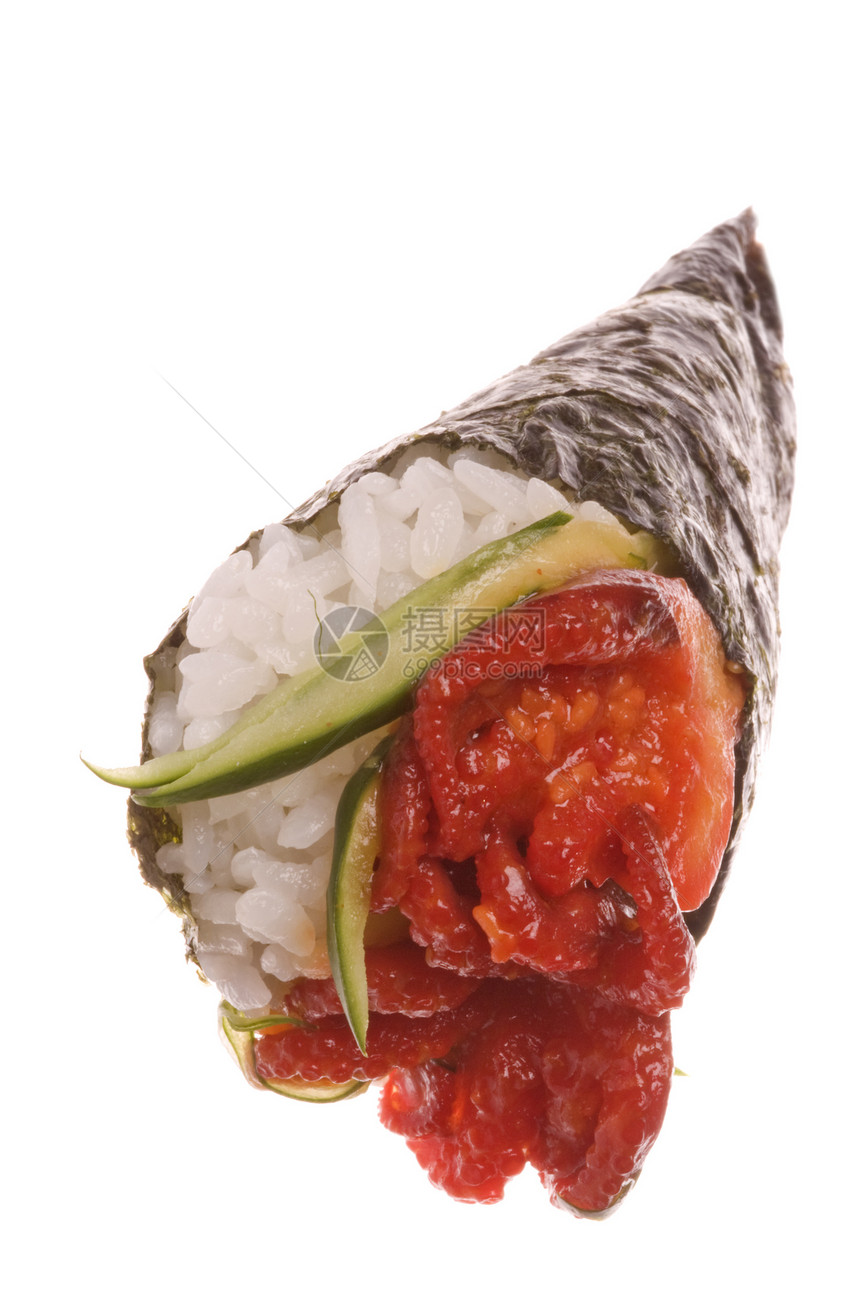 孤立午餐美食海鲜文化餐厅食物寿司传统手卷图片