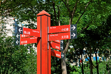 路标路牌站邮政花园指导指针公园木板指标绿色生态背景图片