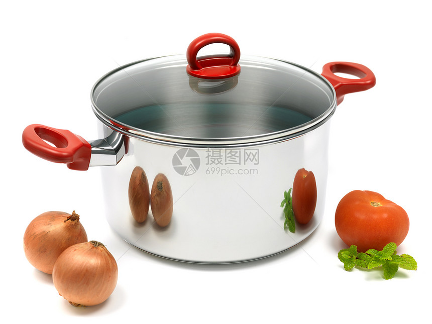 烹饪锅盖子白色平底锅厨房金属厨具陶器用具图片